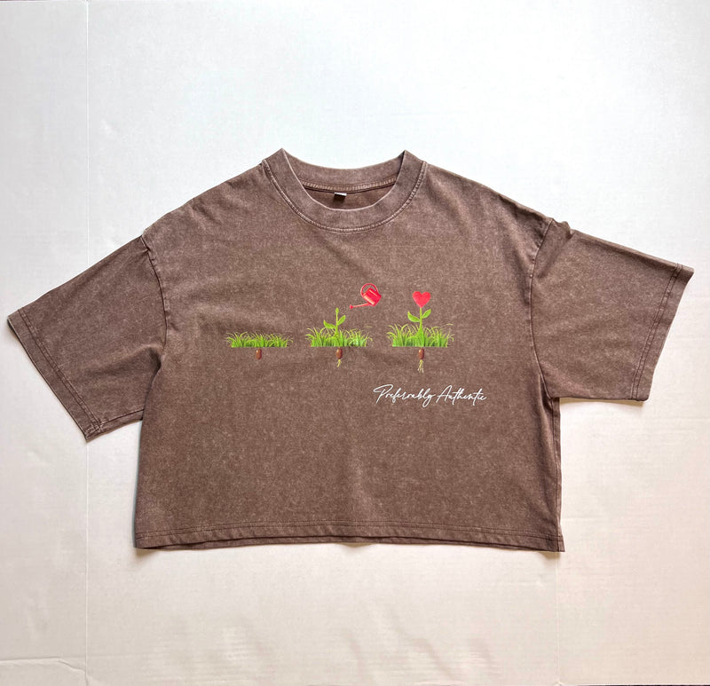 Nurture Your Garden Crop Shirt (Brown)